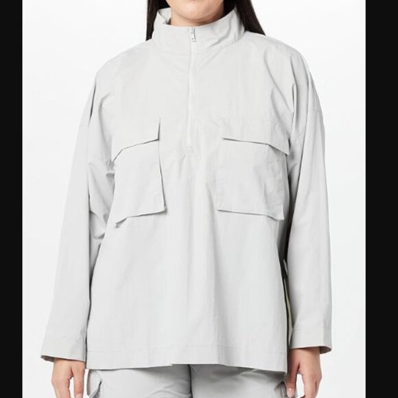 The Drop Jackets & Blazers - The Drop Women's Anabel Relaxed Nylon Jacket, Light Gray, Size L, NWT